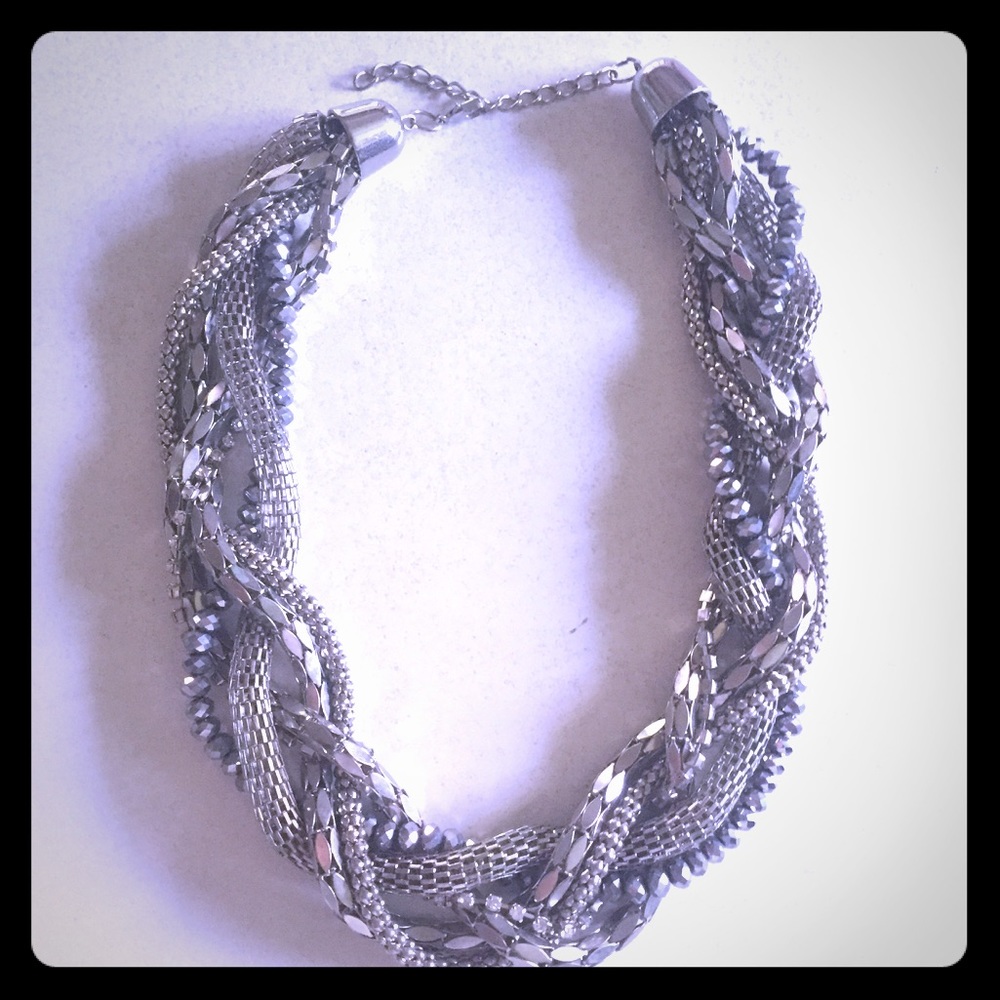 Silver twined statement necklace